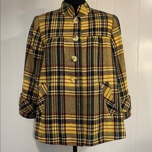 Sundance Jacket Blazer Swing Coat 3/4 Sleeve Preppy Clueless Wool Plaid Medium